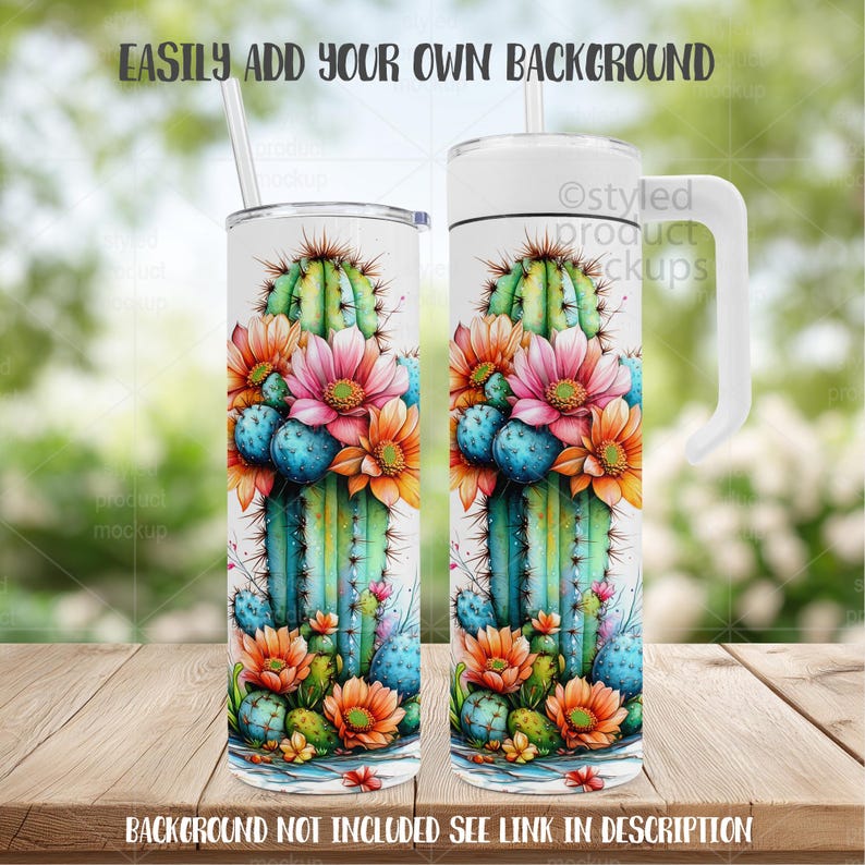 20oz Tumbler Mockup | Handle Top Sublimation (PSD, Canva, PNG) image 3