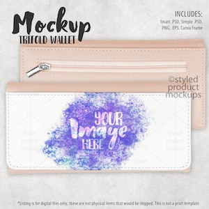 Carteira trifold feminina colorida de sublimação de tinta Mockup | Adicione sua própria imagem e plano de fundo