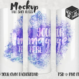 Dye sublimation tall ceramic shot glass Mockup | Add your own image and background