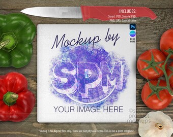 Square cutting board with chinchilla texture mockup template