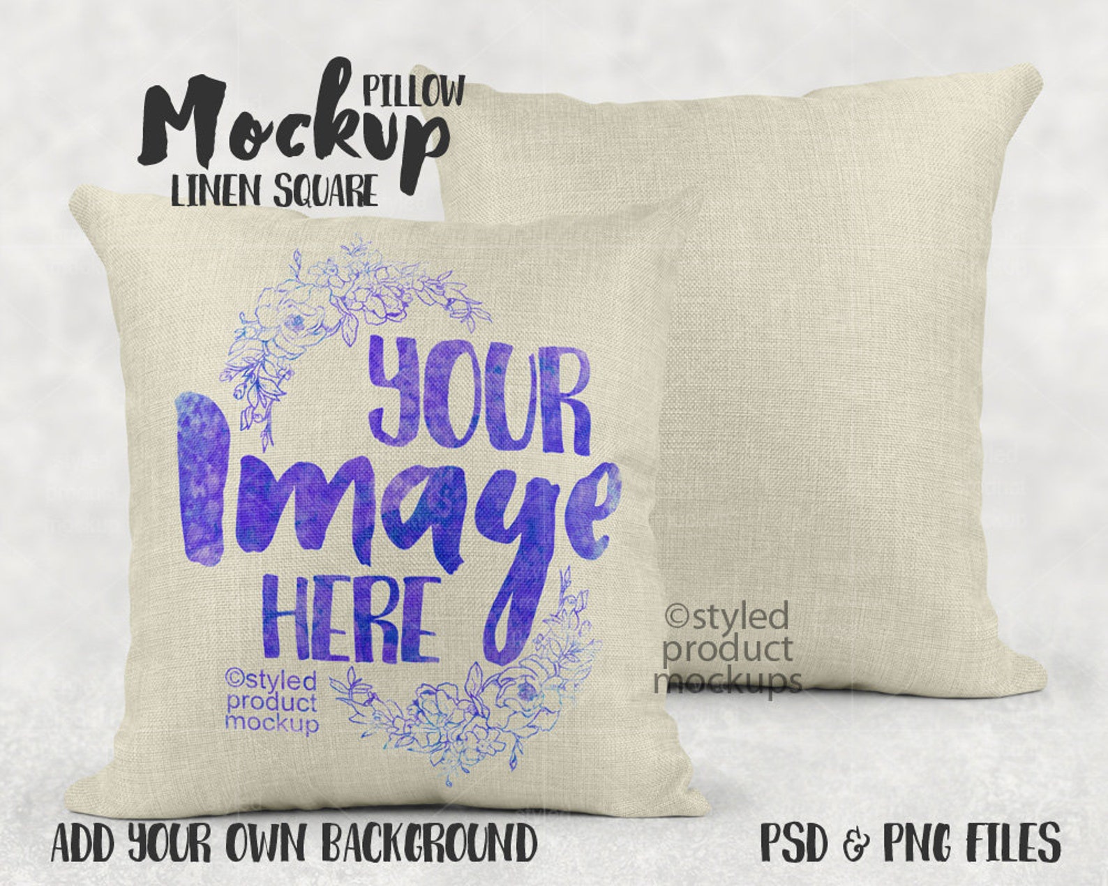 Dye Sublimation Poly Linen Pillow Sham Mockup Template Add Etsy