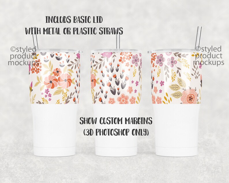 Dye Sublimation 20oz Modern Curve Tumbler With Two Lids Mockup Etsy