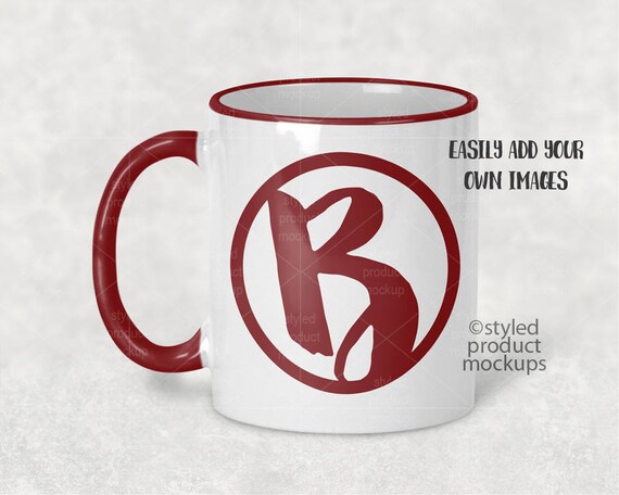 White Sublimation Coffee Mug With Color Handle And Rim Etsy