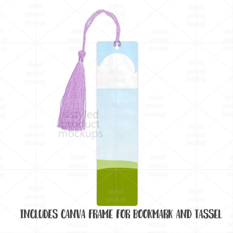 1x4 Bookmark Mockup with tassel | PSD Smart Object, PNG, EPS & Canva Frame image 4