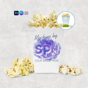 Party Favor Popcorn Box Mockup | PSD Smart Object, PNG, EPS & Canva Frame image 1