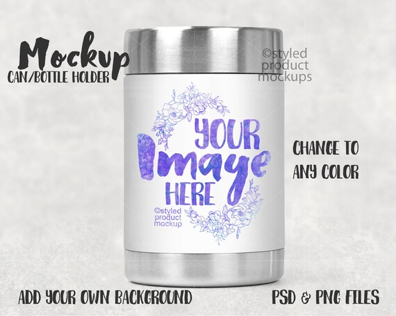 Color Coated Can Or Bottle Insulator Mockup Add Your Own Etsy