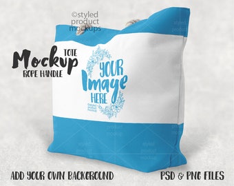 Tote Bag with rope handles mockup template| Add your own image and background