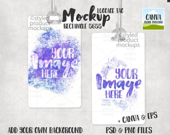 Dye sublimation Rectangle luggage tag 5655 Mockup | Add your own image and background | canva frame mockup
