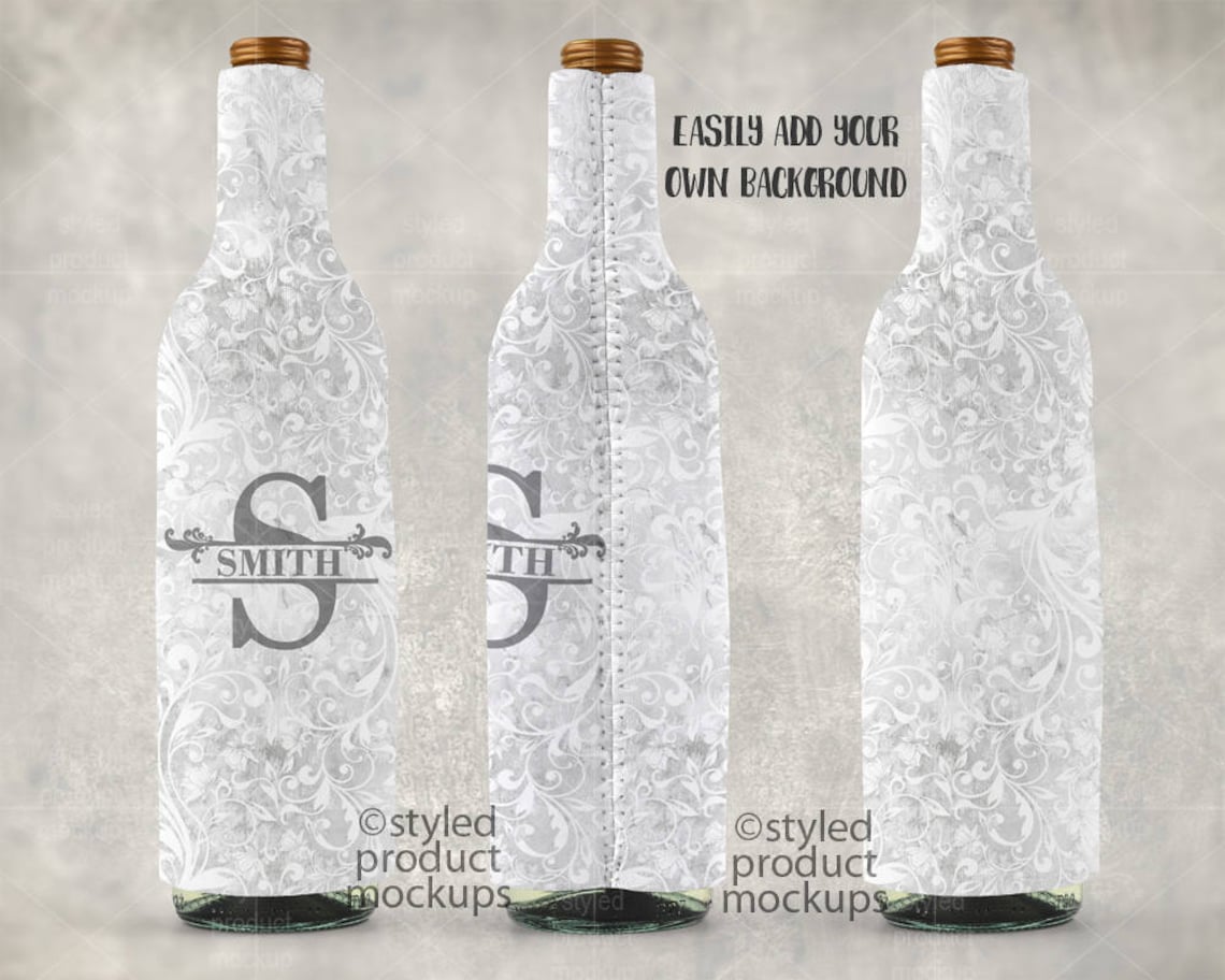 Dye Sublimation Wine Bottle Sleeve Mockup Template Add Your | Etsy