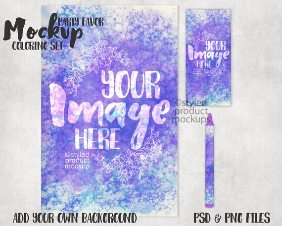 Download Coloring Book Crayon Box And Crayon Label Mockup Add Your Etsy