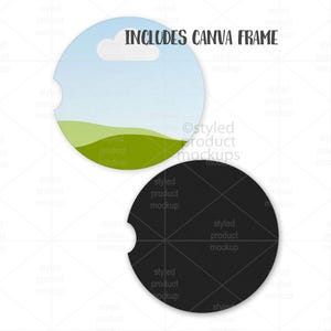 Car Coaster Mockup Front & Back | Sublimation Car Coaster PSD, PNG, Canva Frame, EPS | Digital Download image 3