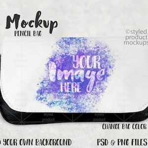Dye sublimation double zipper pencil or cosmetic bag Mockup | Add your own image and background