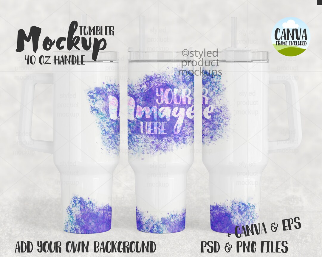 Dye Sublimation 40oz Tumbler With Handle Mockup Add Your Own Etsy