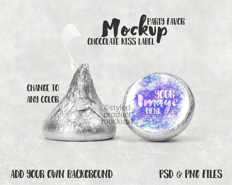 Chocolate Kiss Label Sticker Mockup Add Your Own Image and Etsy
