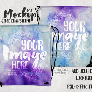 Two sided drawstring backpack template mockup | Add your own image and background
