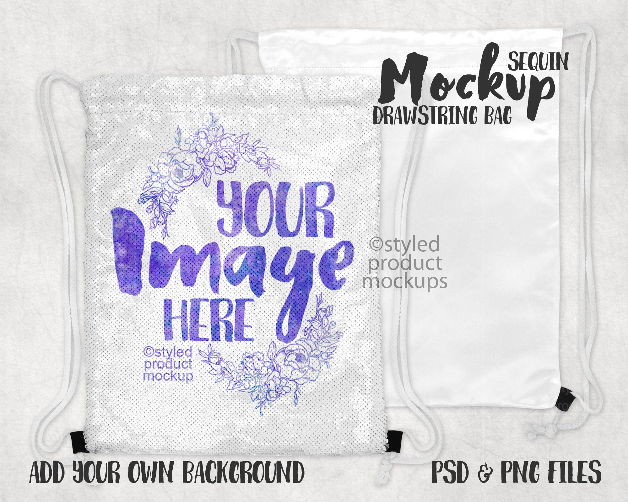 Download Dye Sublimation Sequin Drawstring Bag Mockup Add Your Own Etsy