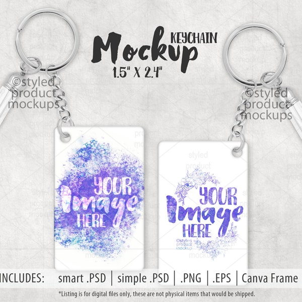 Dye sublimation hardboard keychain with tassel Mockup | Add your own image and background | Canva frame mockup