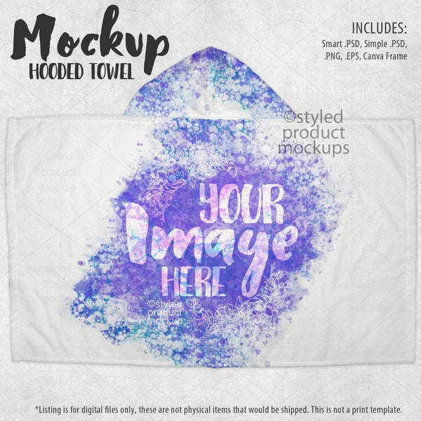 Hooded Towel mockup template | Add your own background | Dye Sublimation