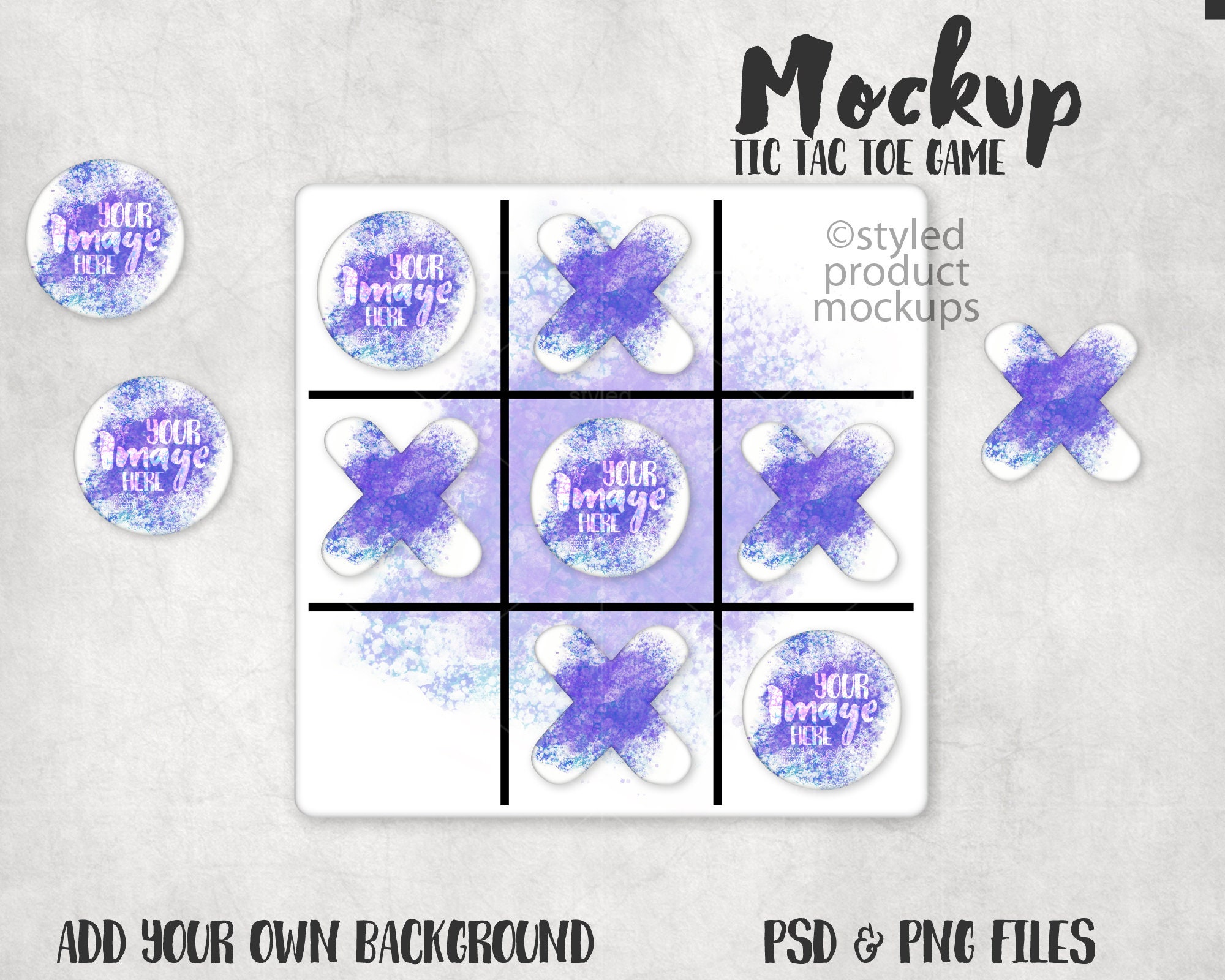Dye Sublimation Tic Tac Toe Board Game Mockup | Add Your Own Image and ...
