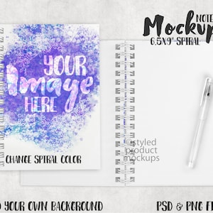 Dye sublimation 6.5 x 9 inch Wire O Spiral Notebook Mockup | Add your own image and background