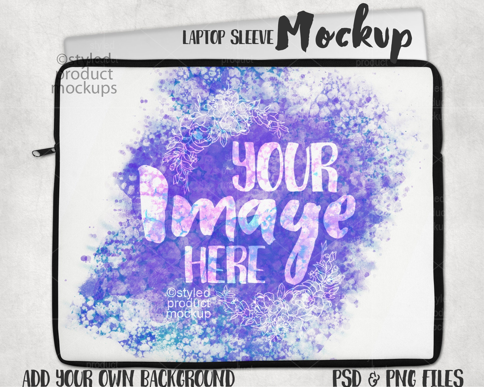 Download Dye Sublimation Fabric Laptop Sleeve Mockup Add Your Own Etsy
