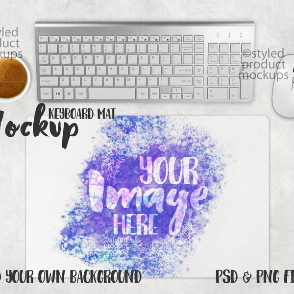 Dye sublimation 12x18 keyboard laptop mat Mockup | Add your own image and background