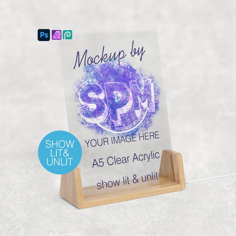 LED Acryl Fotorahmen Mockup | Smart PSD | LED Foto Display Mockup Bild 1