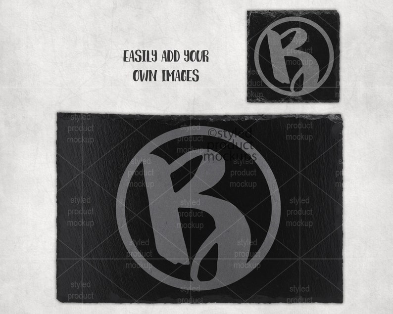 Laser Etch Slate Placemat and Square Coaster Set Mockup Add Etsy