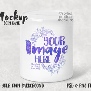 Dye sublimation ceramic coin bank template mockup single view
