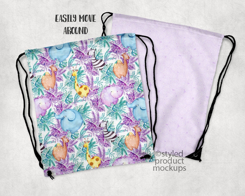 Threaders Drawstring Backpack Template Two Sided Drawstring Backpack Template Mockup | Add Your Own Image and ...