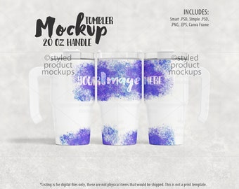 Dye sublimation 20oz tumbler with handle Mockup | Add your own image and background