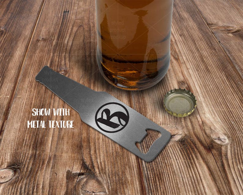 Bottle shaped bottle opener mockup template Add your own