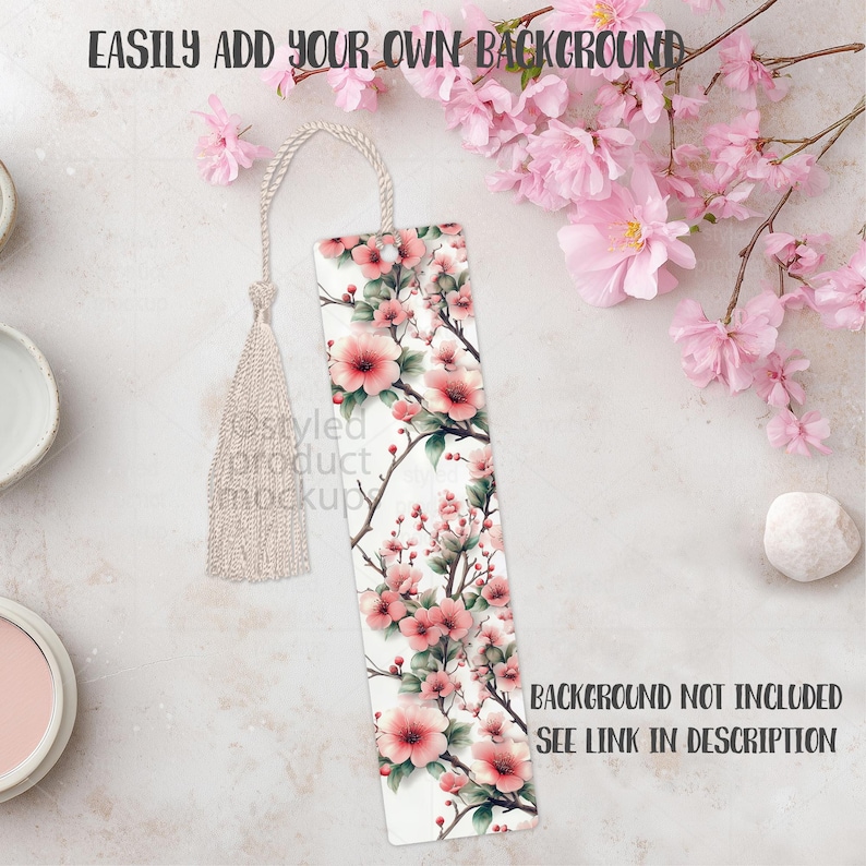 1x4 Bookmark Mockup with tassel | PSD Smart Object, PNG, EPS & Canva Frame image 3