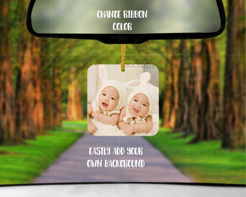 Download Dye sublimation square car air freshener mockup Add your ...