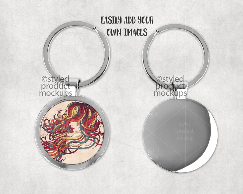 Download Dye sublimation round metal keychain mockup template Add ...