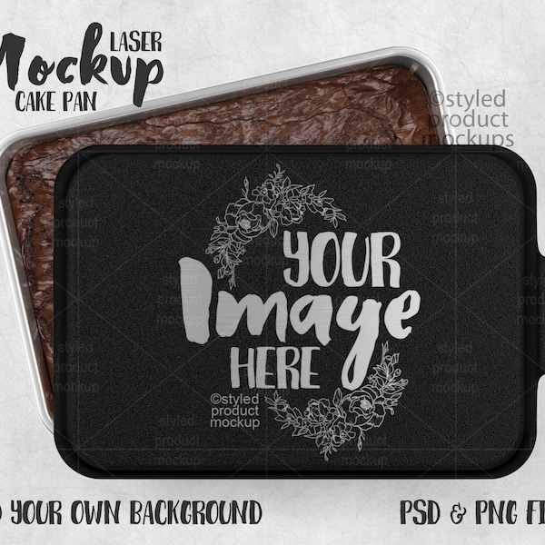 Laser etched  aluminum cake pan lid Mockup | Add your own image and background