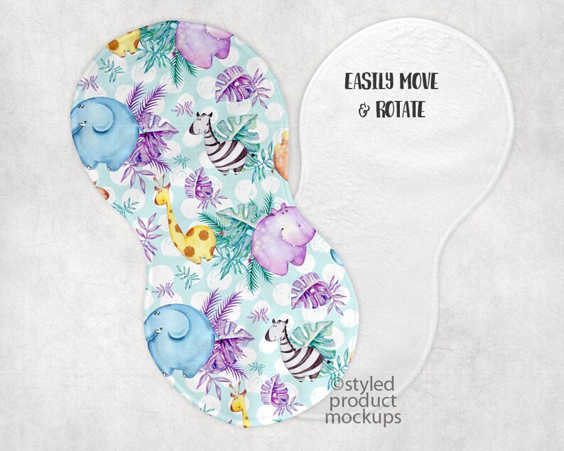 Dye sublimation peanut shaped burp cloth mockup template Add Etsy