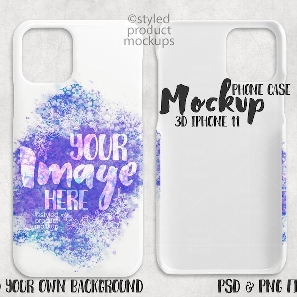 Dye sublimation 3D Phone 11 phone case mockup | Add your own image and background