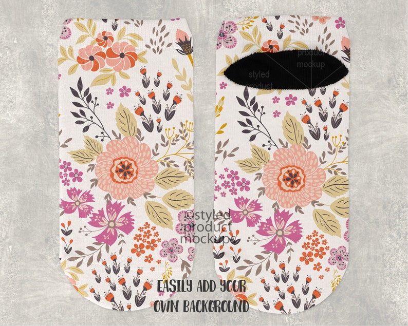 Download Dye sublimation no show sock with black heel mockup Add ...