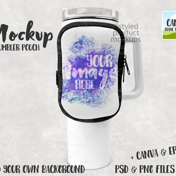 Dye sublimation tumbler pocket pouch Mockup | Add your own image and background | canva frame mockup