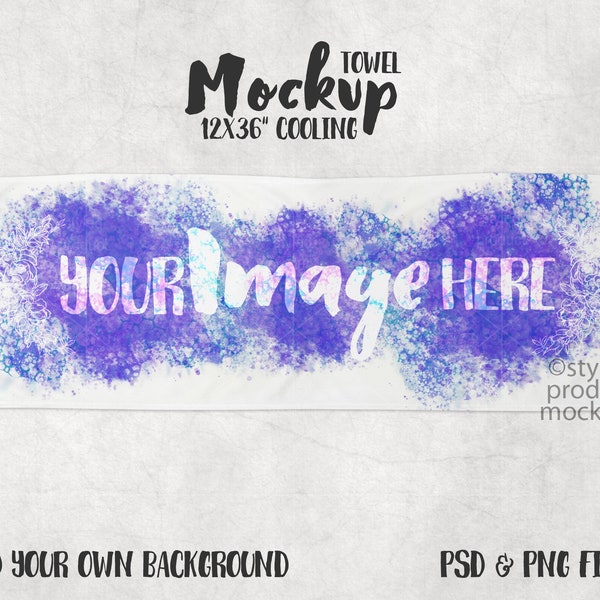 Dye sublimation 12x36 cooling towel Mockup | Add your own image and background