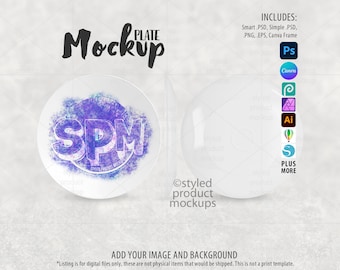 White thermosaf decoplate plate Mockup | Add your own image and background | Photoshop Smart Mockup | Canva Frame Mockup