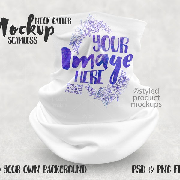 Dye sublimation seamless neck gaiter face cover on ghost model Mockup | Add your own image and background