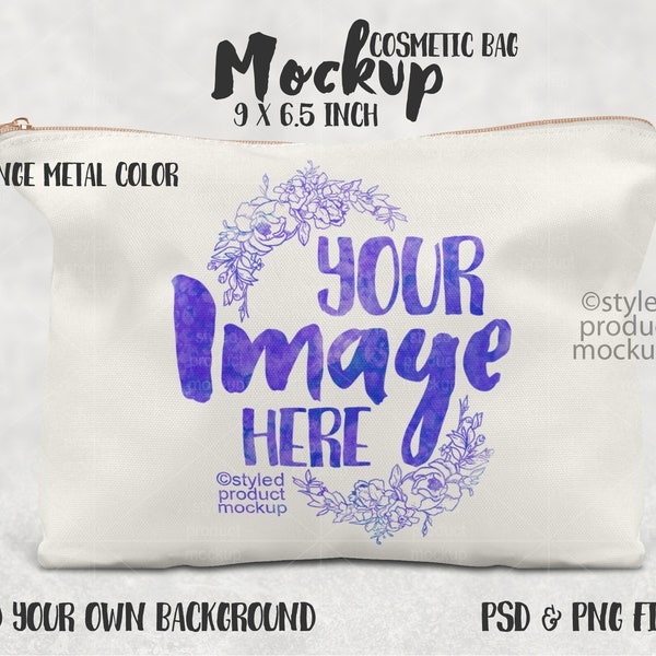 Dye sublimation cosmetic bag mockup | Add your own image and background