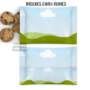 Chocolate chip mini cookie wrapper party favor Mockup | Add your own image and background | Canva frame mockup image 9