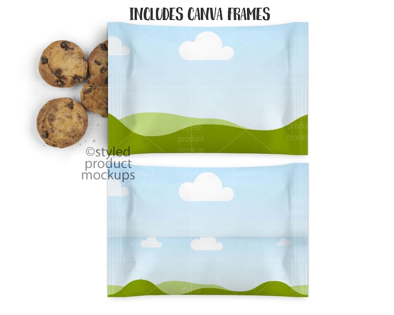 Chocolate chip mini cookie wrapper party favor Mockup | Add your own image and background | Canva frame mockup image 9