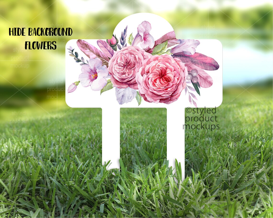 Dye Sublimation Arched Rectangle Yard Sign in Garden Mockup Etsy UK