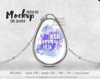 Dye sublimation egg shaped ellipse pendant Mockup | Add your own image and background | canva frame mockup