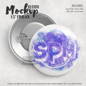1.5 inch Pinback Button Mockup | Add your own image and background