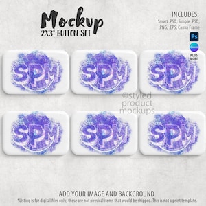 Rectangle Button Mockup: 2x3 Magnet Set (PSD, Canva, PNG)